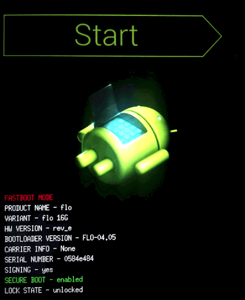 start mode android